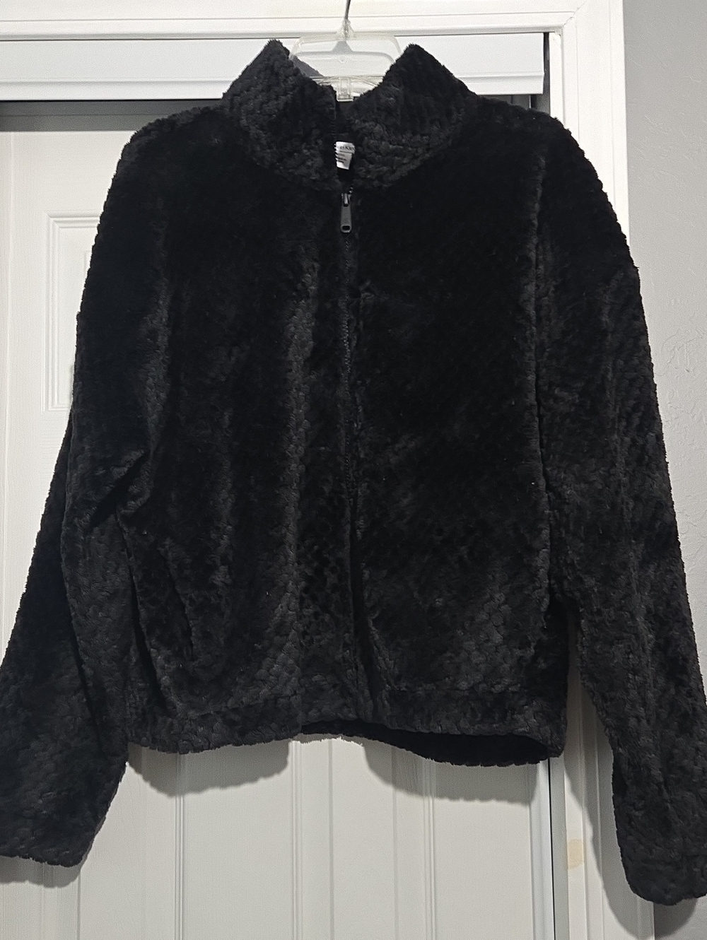 Calvin Klein Black Plush Teddy Zip-Up Jacket